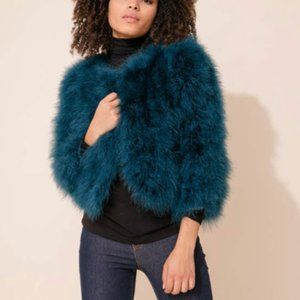Yumi Kim Away We Go Teal Feather Jacket XS